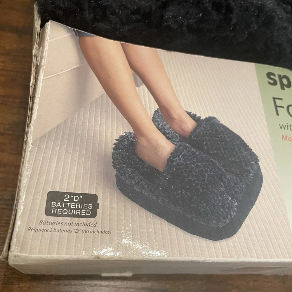 ✅Spa Massage Foot Massager Comfort Fabric With Vibration Black Fleece #️⃣0734